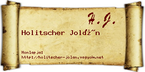 Holitscher Jolán névjegykártya